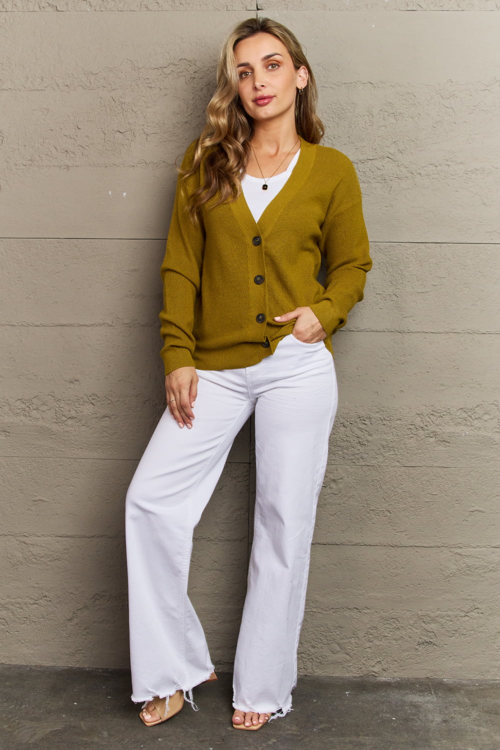 Zenana Kiss Me Tonight Full Size Button Down Cardigan in Chartreuse 32f0a33aea9442cfa7183e32774be88b-Max