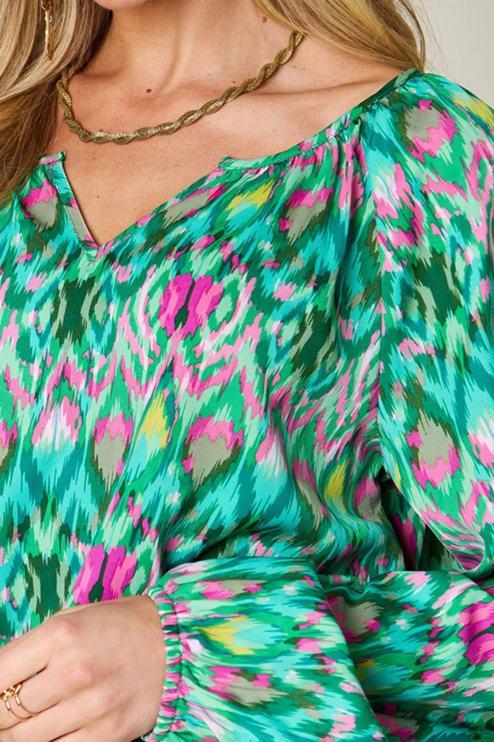 Double Take Full Size Printed Balloon Sleeve Blouse 32f19724-136c-48ab-b733-983b981fa14d-Max