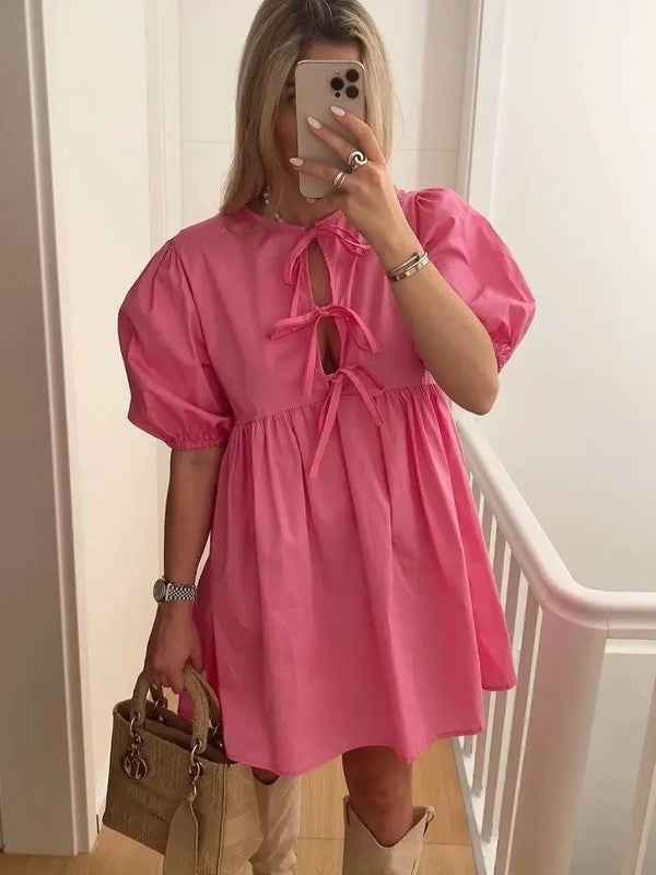 Leopard Bow Tie Front Dress Pink 32fd0d7d-f5ea-4a79-b23d-7dbaba42ba55
