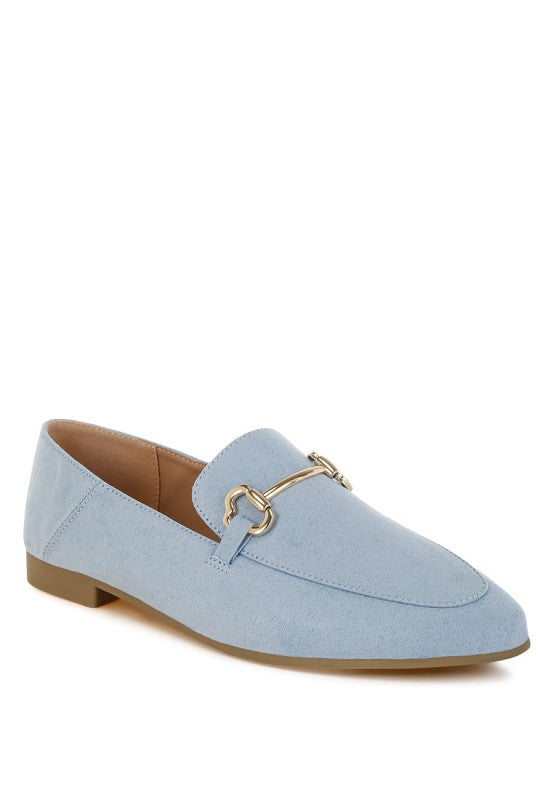 Noltas Horsebit Embellished Flat Loafers LT Blue 330f48d2-ace0-4b17-91ec-09e32299ad1a