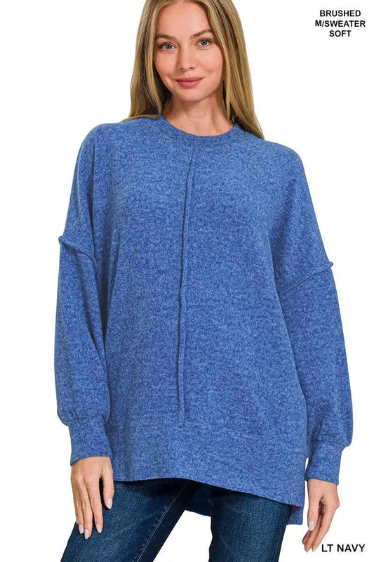 Zenana Brushed Melange Hacci Oversized Sweater LT NAVY 330fa01d-d03c-4185-985c-cb15f6ed5748-Max-Origin