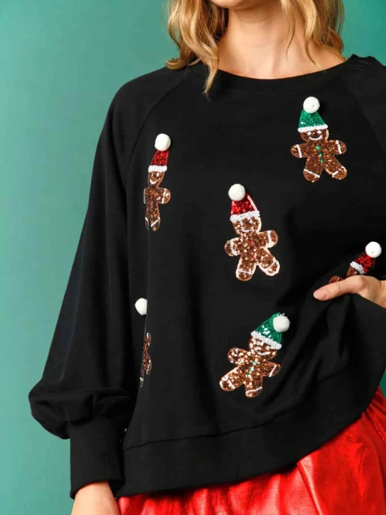 Christmas Sequin Gingerbread Round Neck Sweatshirt 331364d0-bc84-48c5-9de7-87a0baa16a50-Max-Origin