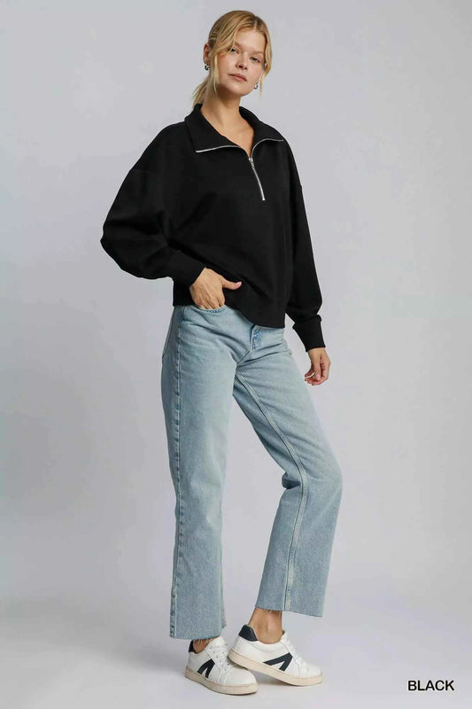 Half Zip Drop Shoulder Sweatshirt 331504a2-78e2-4d7b-8bf0-f7cc4f953523-Max-Origin