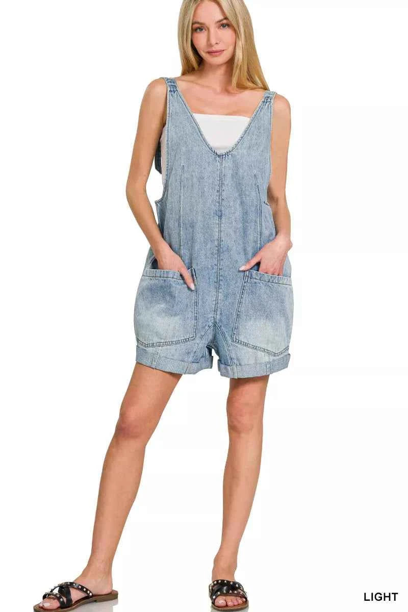 Zenana Denim Short Overalls with Pockets 3315fc6a-34c0-459e-8d69-eaec92d38160-Max-Origin