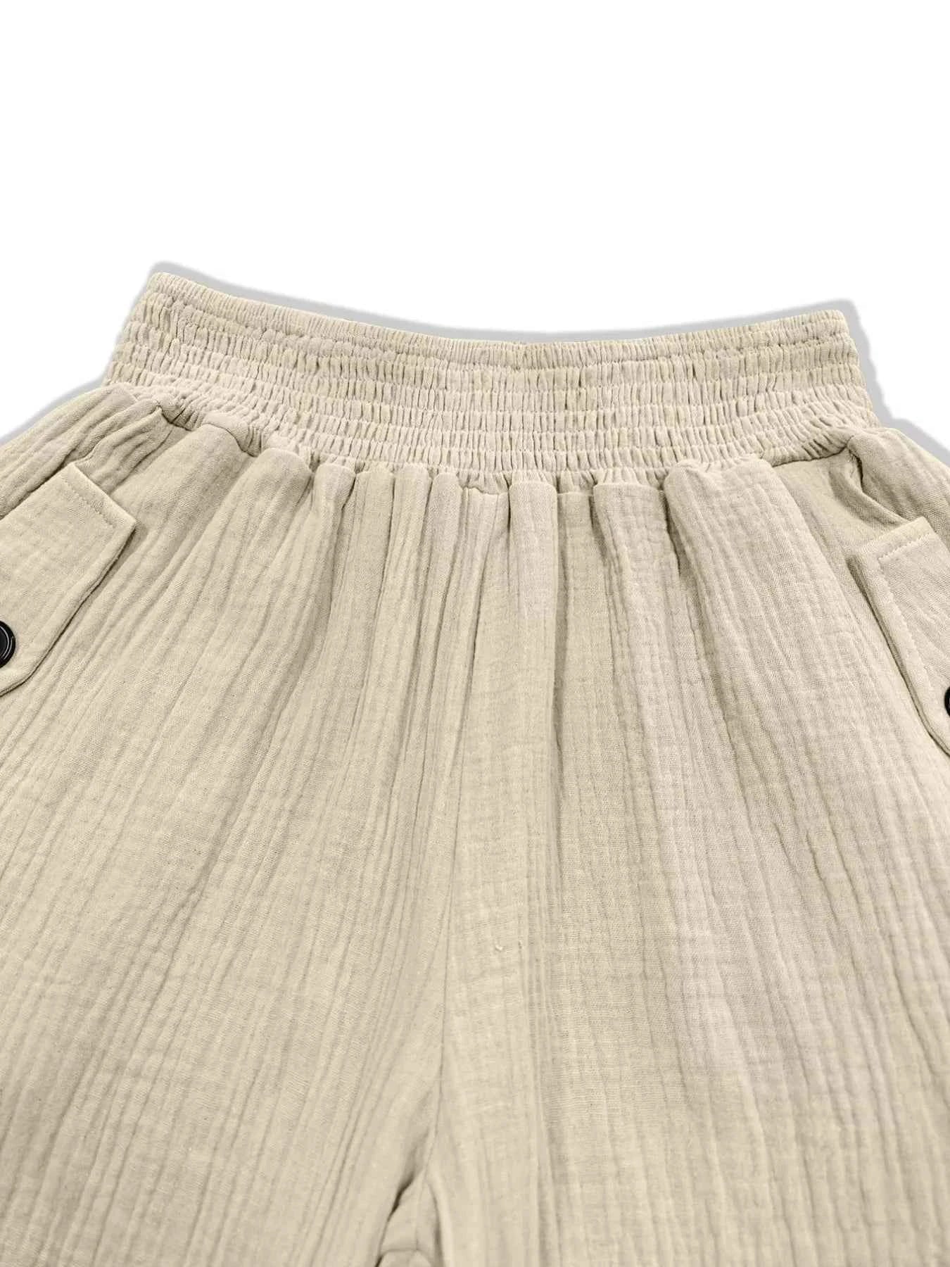 Smocked Textured Casual Pants 331a8232-0b26-4e6b-9713-64b4f6fa40cd-Max-Origin