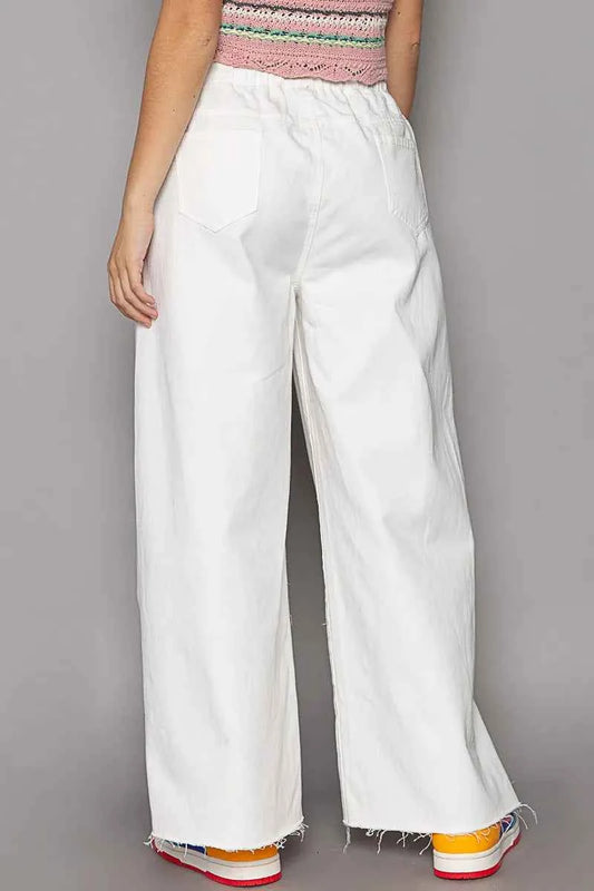 Distressed Drawstring Slit Wide leg Pants 3323cc55-5fb6-47f5-b3d6-760c0a7c14de-Max-Origin
