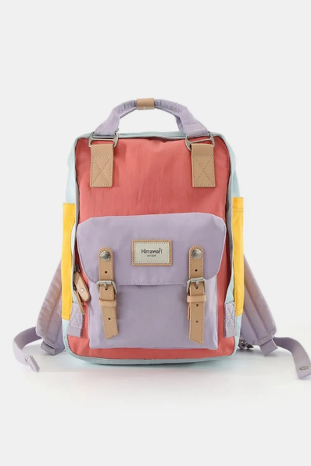 Himawari Contrast Waterproof Nylon Backpack Bag Pink Lavender One Size 332806a7-849c-4f35-85ef-65b8cb89d4bd-Max