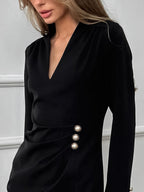 Ruched Surplice Long Sleeve Dress 332cd915-56f4-4e46-9eb5-c97d86aef70c-Max