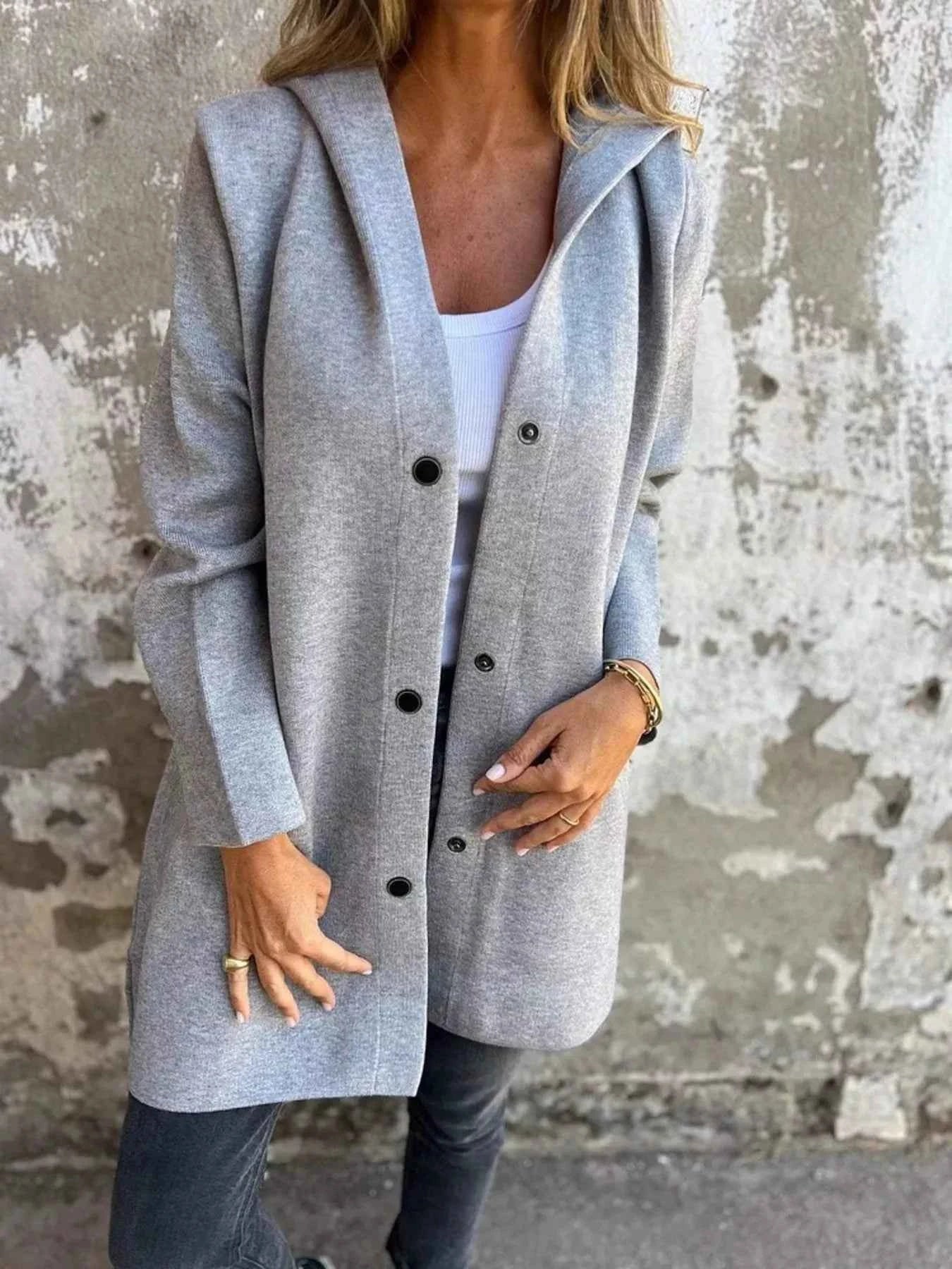 Full Size Snap Down Long Sleeve Hooded Outerwear Plus Size 3335244c6af149a78ef97de83ff466f1-Max-Origin