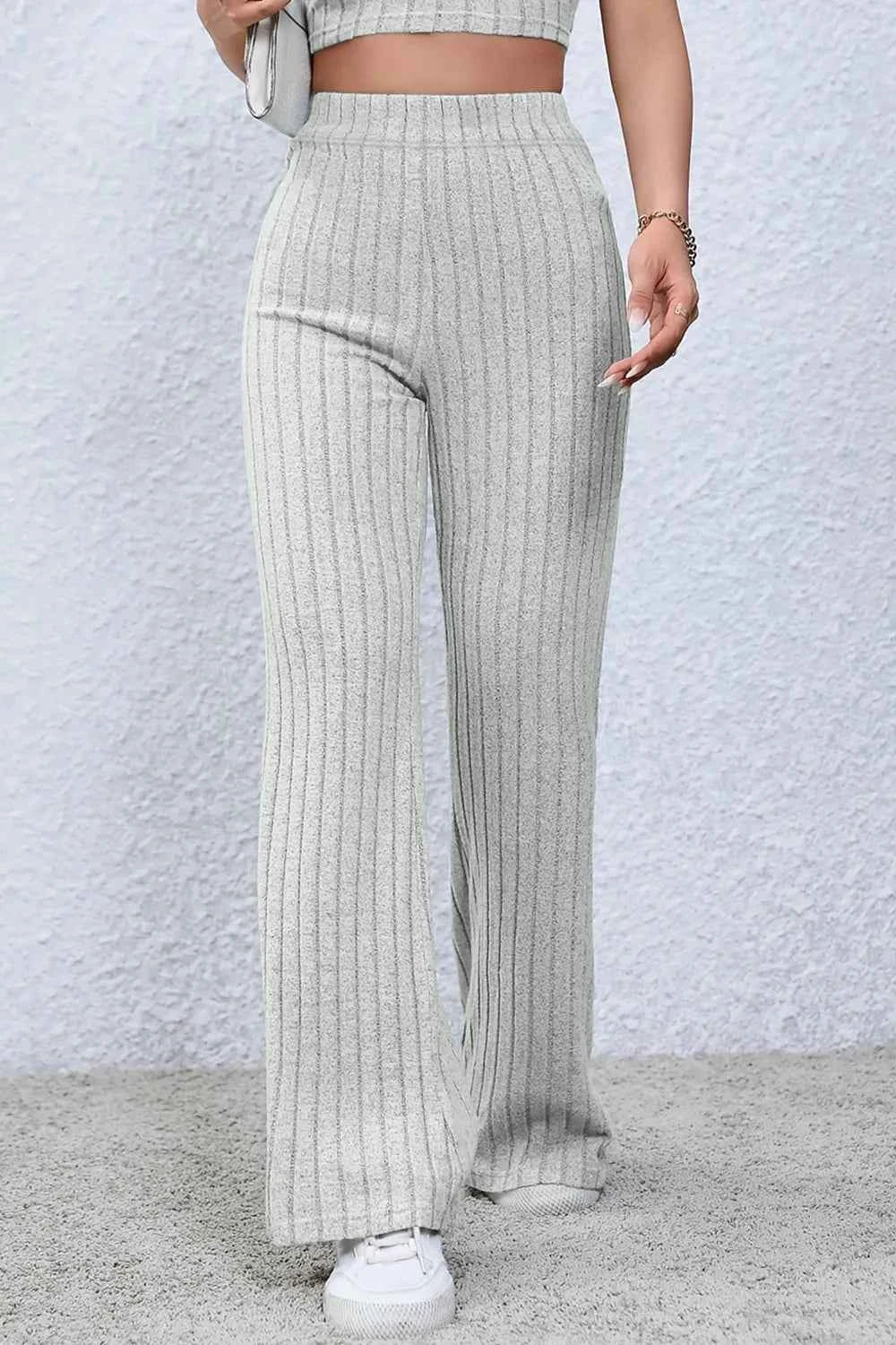 Basic Bae Full Size Ribbed High Waist Flare Pants 33376d41-4183-45c1-a81f-ec93c1dc34c7-Max