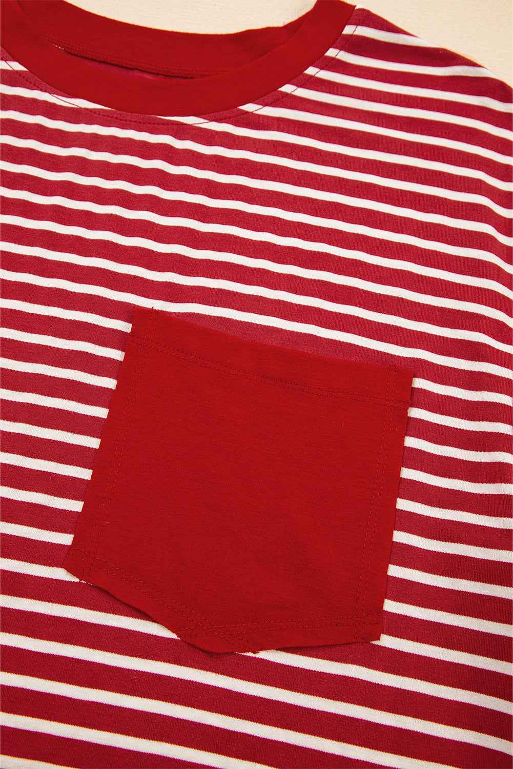 Red Stripe Chest Pocket Patch Round Neck Sleeveless Tee 333868a0fbc4ad20