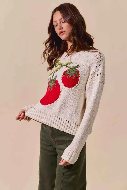 Vegetable Round Neck Long Sleeve Sweater 3347e1e460e4403aa0d8e6cf0b8a4af0-Max-Origin