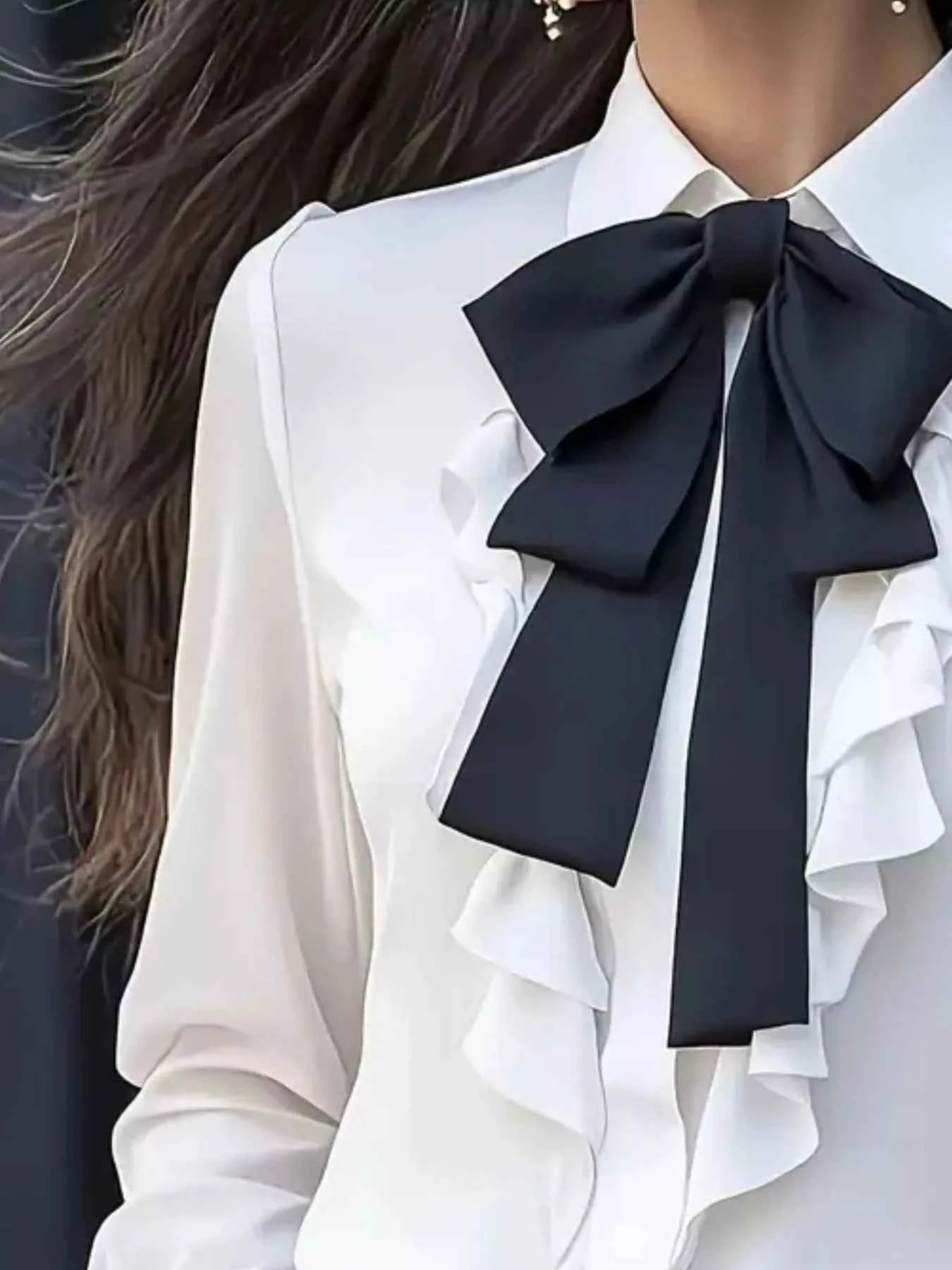 Ruffled Tie Front Long Sleeve Blouse 334dc49a-4361-412e-b70a-c765acb333e7-Max-Origin