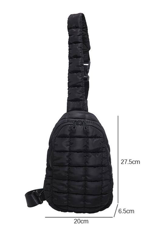 Black Plain Puffer Quilted Crossbody Bag 335c8887a0a86416