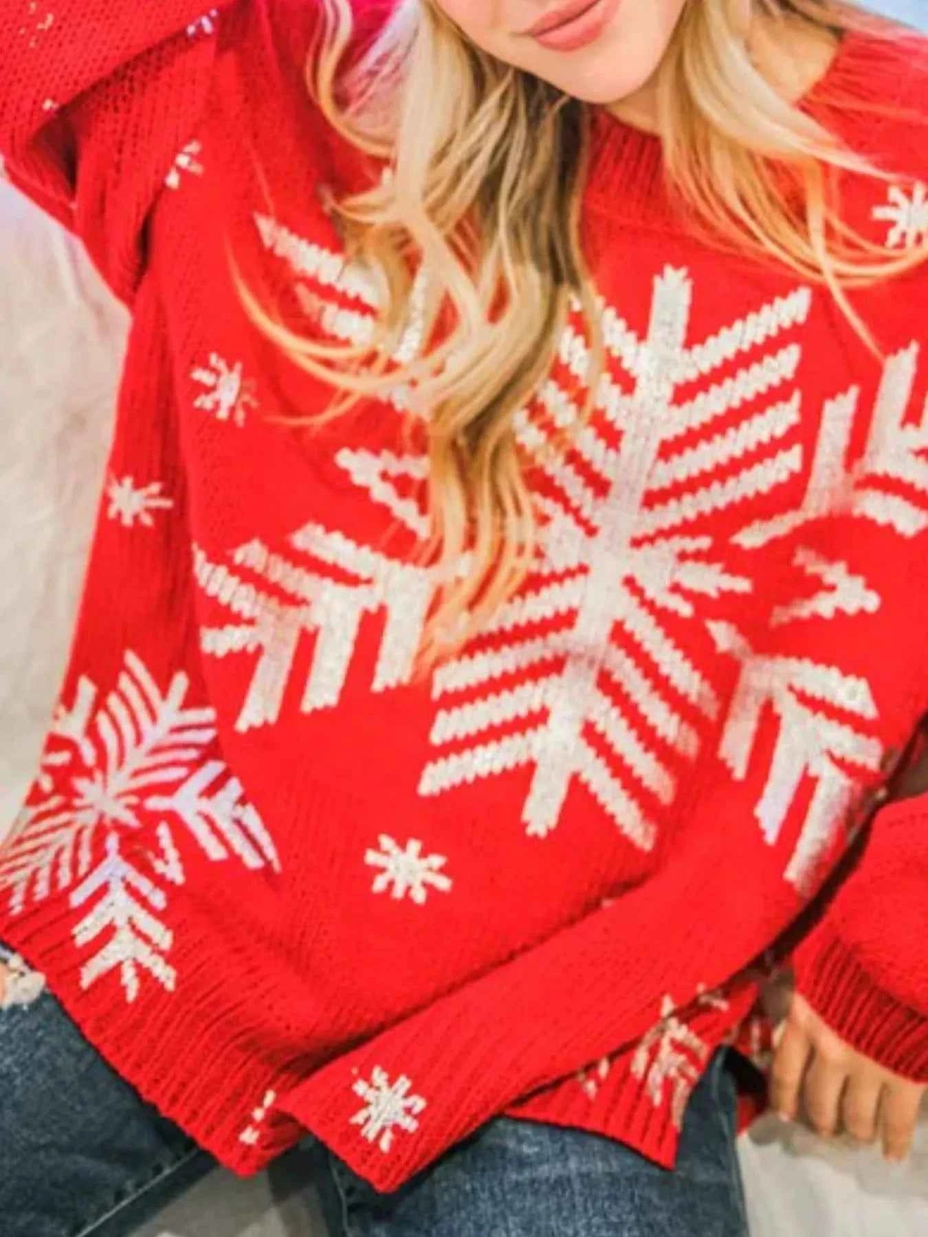 Christmas Snowflake Long Sleeve Sweater 335d2c92-152a-4fbf-b4a0-6912d3e93b9f-Max-Origin