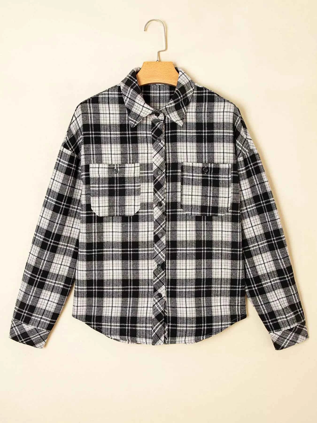 Plaid Print Chest Pockets Buttoned Shirt 33731f05072d4b12b92ced0483a3100b-Max-Origin