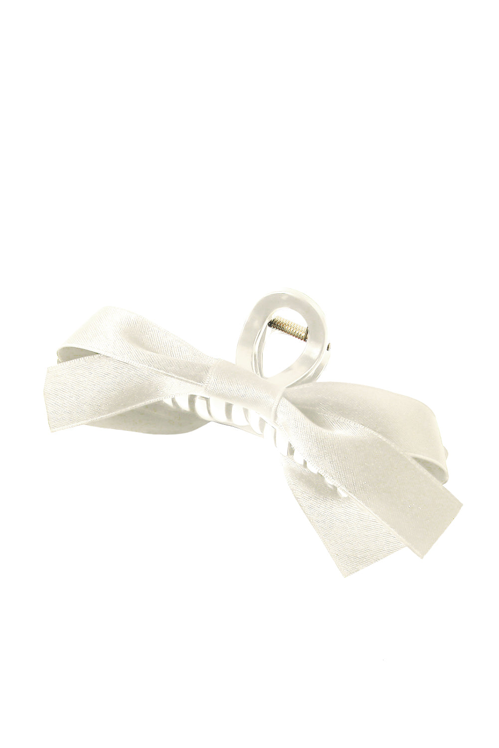 Light French Beige Solid Color Ribbon Bow Decor Hair Clip 33802e2c73351fc8