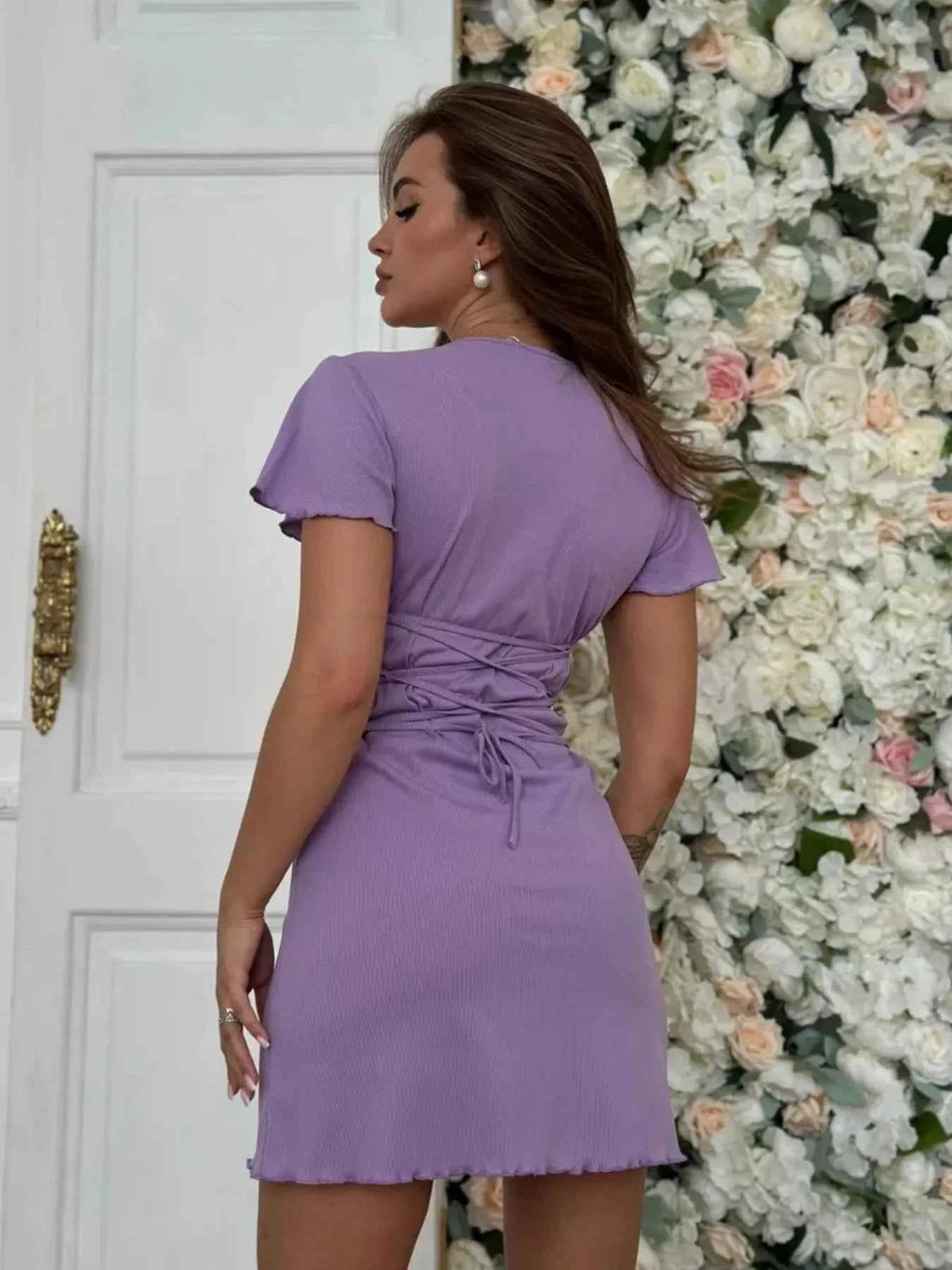 Ribbed Back Lace Up Short Sleeve Mini Dress 33935194-80a9-48f9-8bfc-555e9acb0f05-Max-Origin