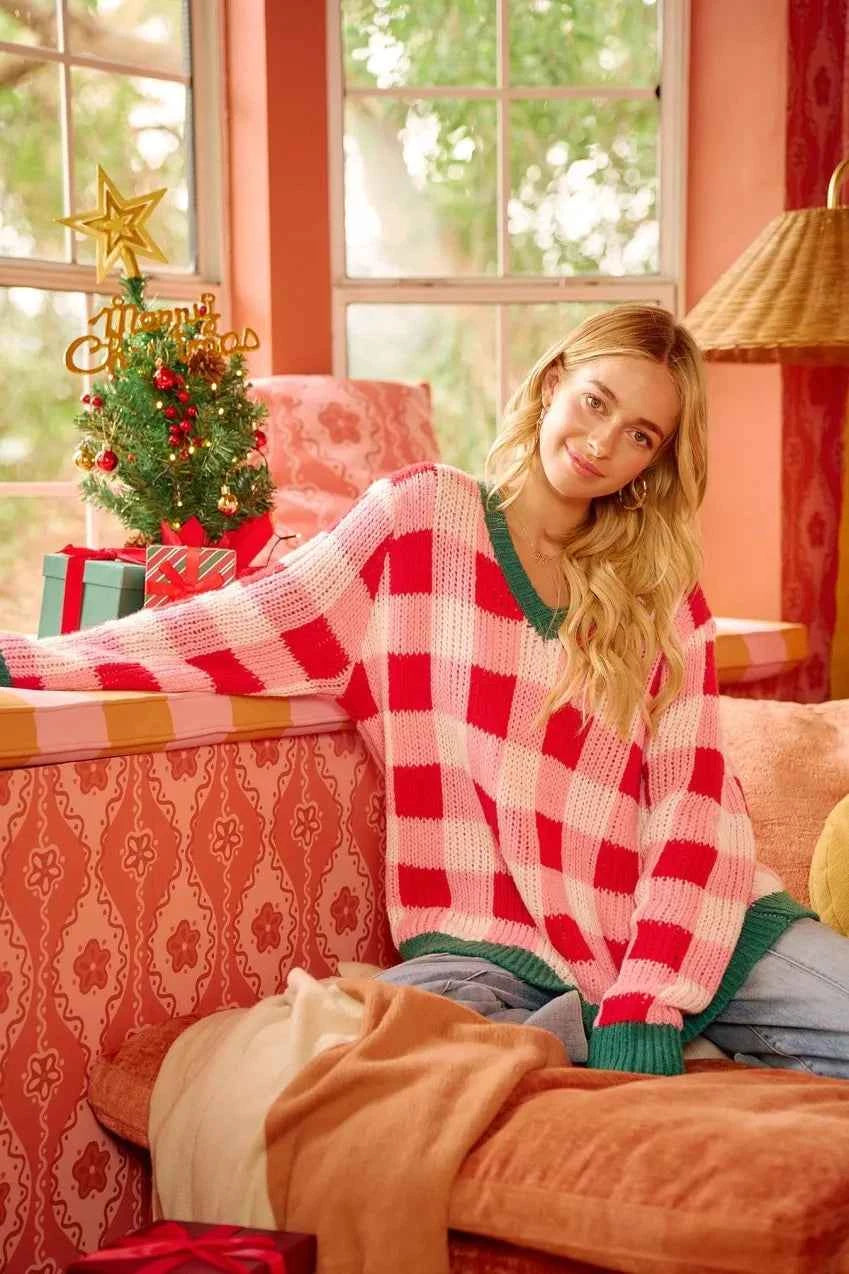 BiBi Christmas Theme Checker Board Sweater 339d421b74cb412f82987ae7bcf88f62-Max-Origin