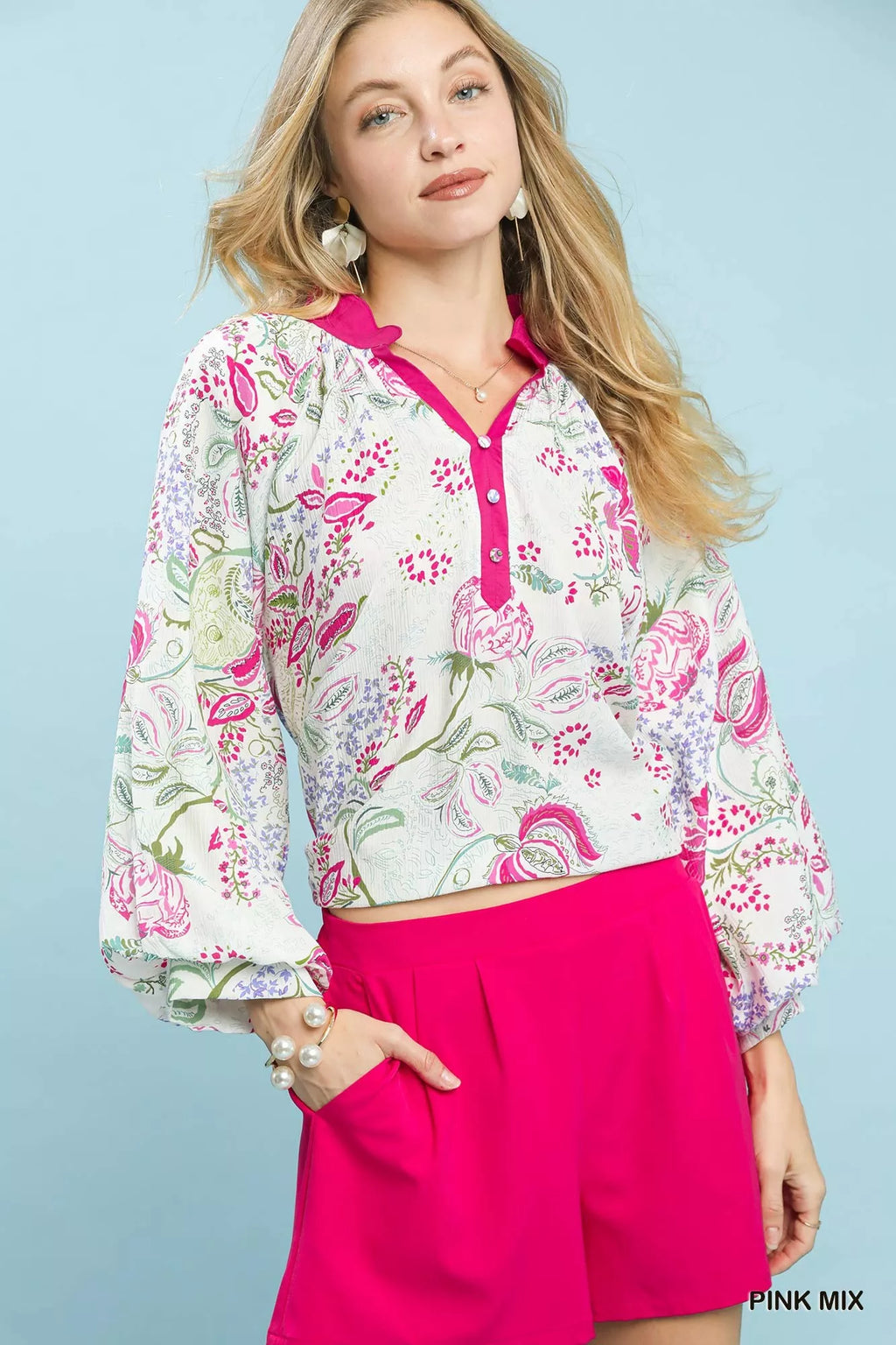 Umgee Paisley Floral Contrast Trim Blouse 33a1b8a4-a386-4349-b7cf-623957200102-Max-Origin