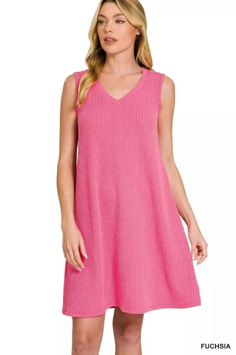 Zenana Raised Rib Sleeveless Mini Dress FUCHSIA 33aaab72db7f4d81b5d905272bd5c0e9-Max-Origin