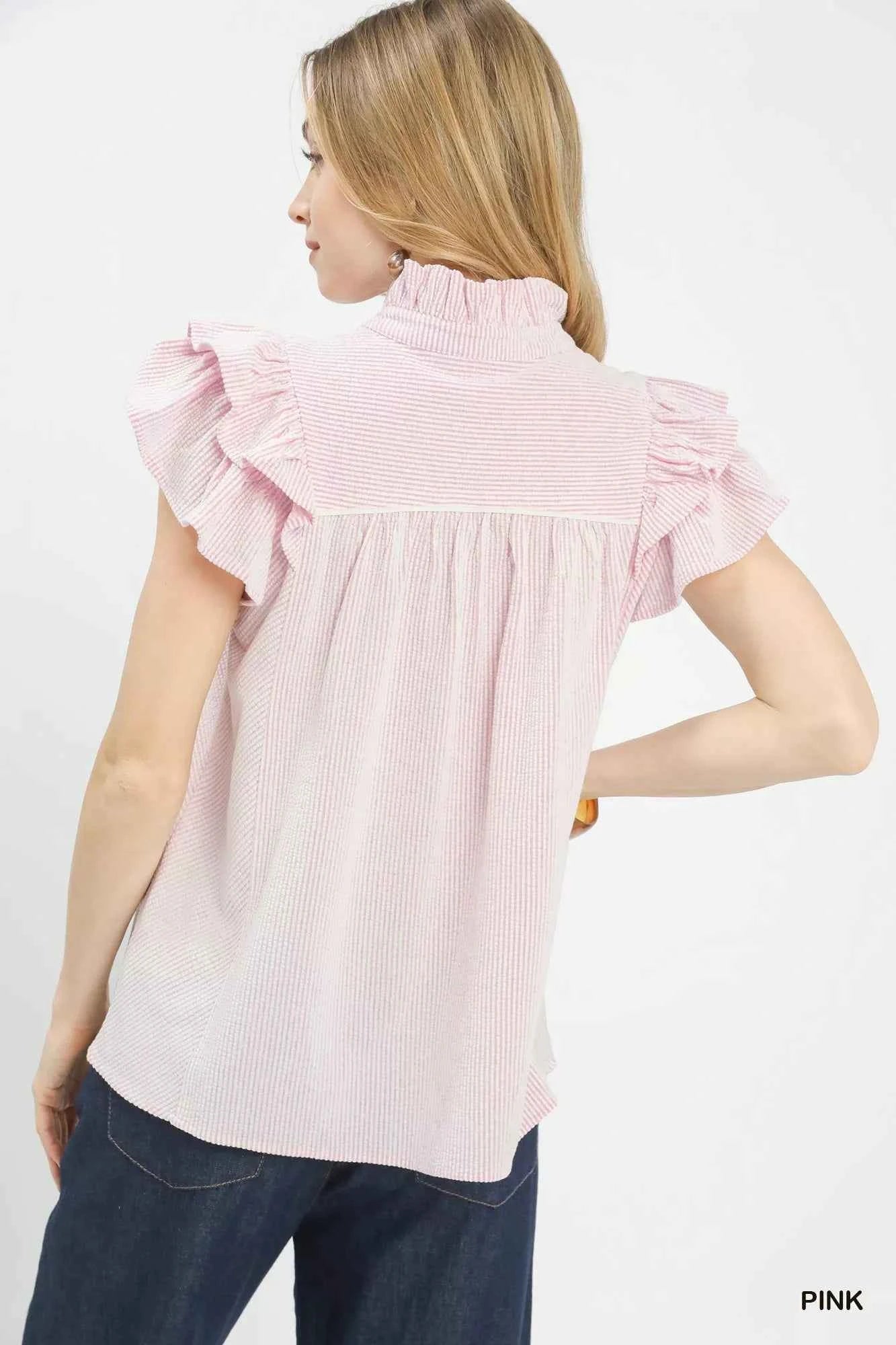 Umgee Ruffled Sleeve Textured Blouse 33ac208c-9461-49be-a1ac-ff8c04e0437b-Max-Origin