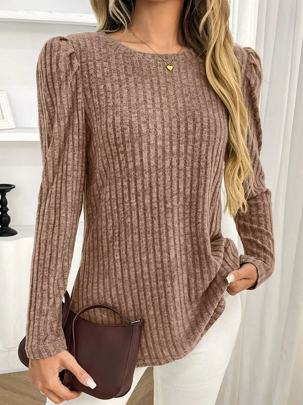 Round Neck Puff Sleeve T-Shirt 33b5546a-e905-48f4-b0ca-ce6a0bebacd0-Max-Origin