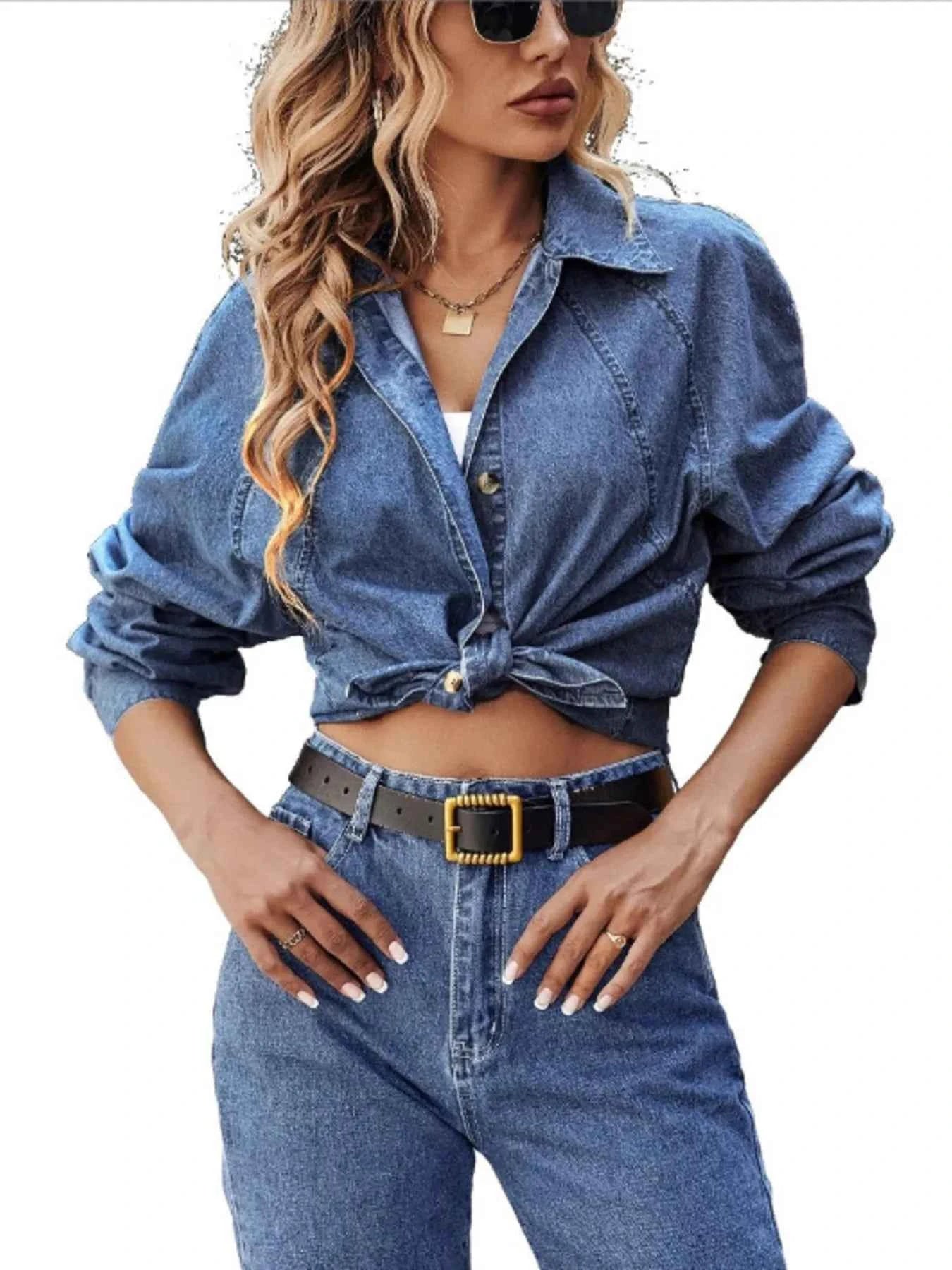 Button Up Long Sleeve Denim Shirt 33bcd3352b0641e4a4ac493914117826-Max-Origin