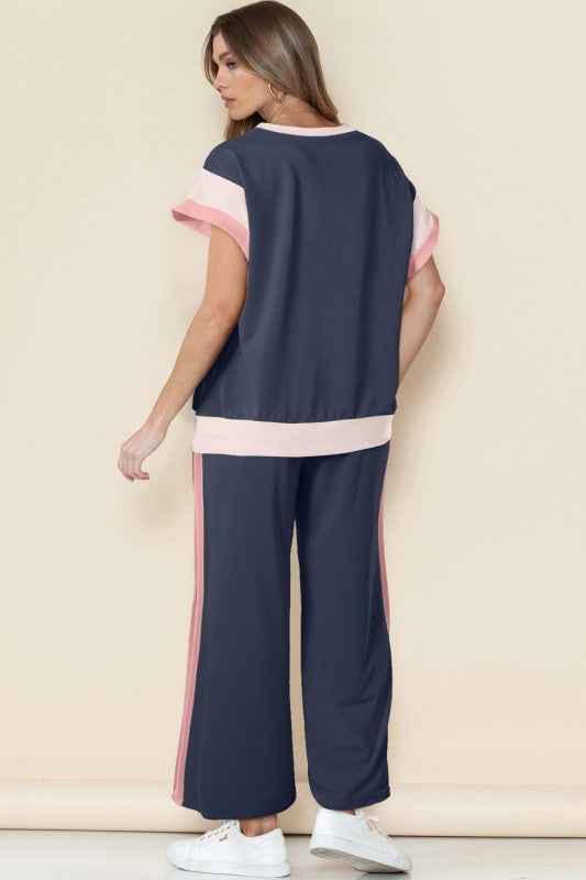 Colorblock Cap Sleeve Tee and Pants Set 33be9343-0fc2-43e9-9dc2-89b36e5837d7