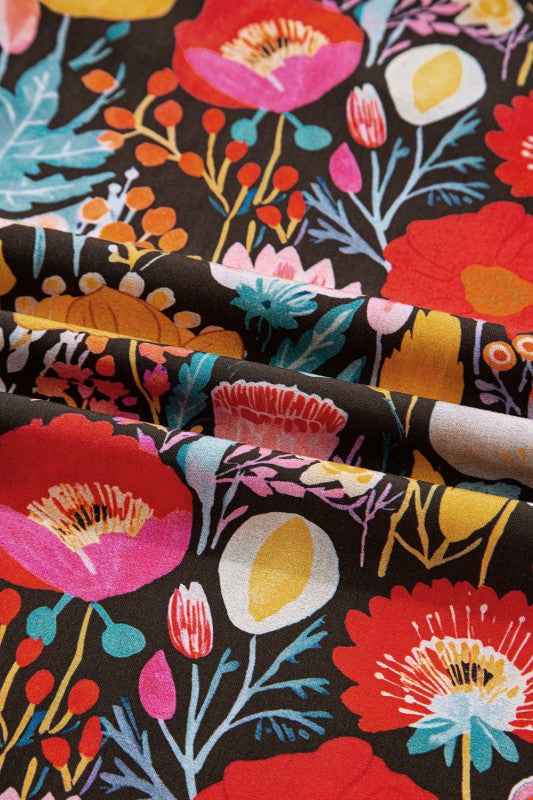 Floral 3/4 Puff Sleeve Tied Neck Blouse 33bff766-352c-41bf-b579-2e1140e1159b