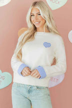 Valentine Gingham Heart Embroidered Crewneck Sweat 33c36b88-ba48-45bd-b1bd-9b26c8582591