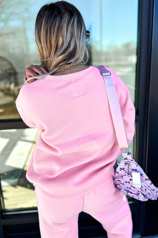 Phalaenopsis Chenille Heart Pattern Casual Pants Set 33c9b74da810296e