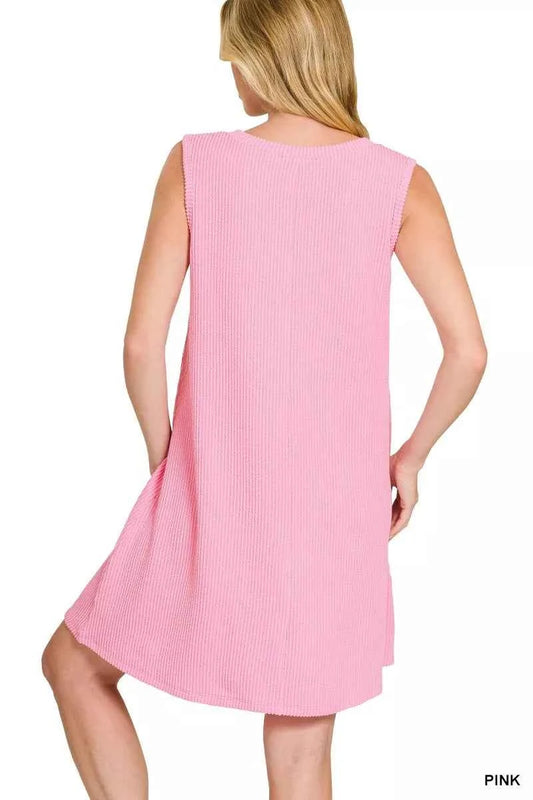 Raised Rib Sleeveless Mini Dress 33e398dfd6c048398e6a66dea9ea4a85-Max-Origin
