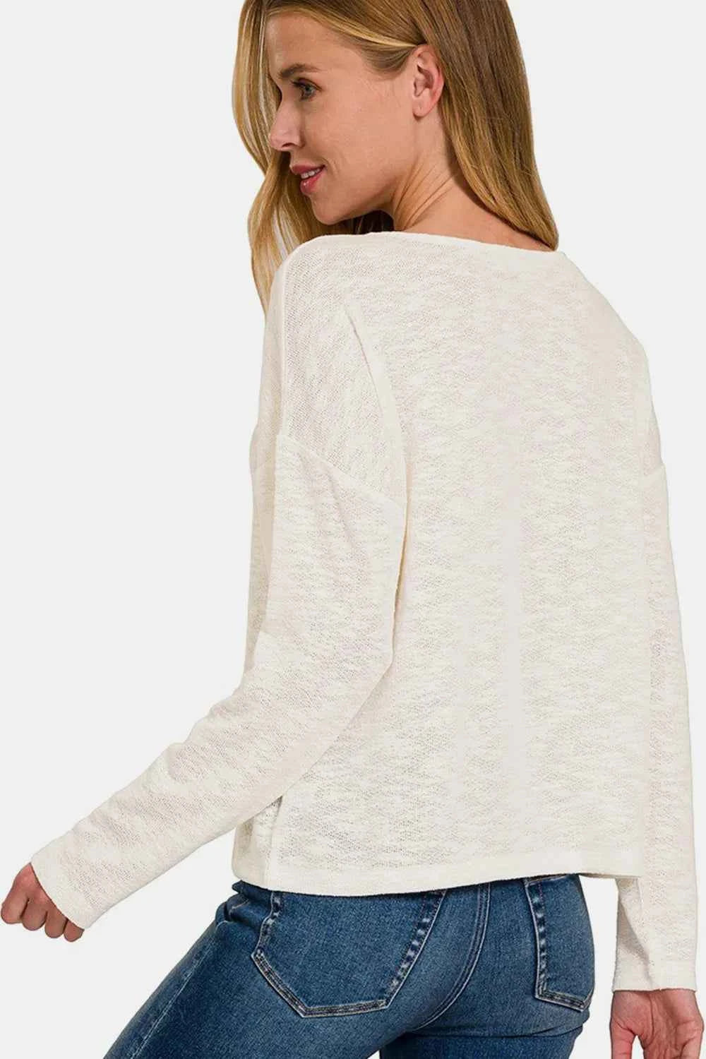 Zenana V-Neck Dropped Shoulder Long Sleeve T-Shirt 33e71b93-26cf-4bf4-8007-4c9cd8ee0d66-Max