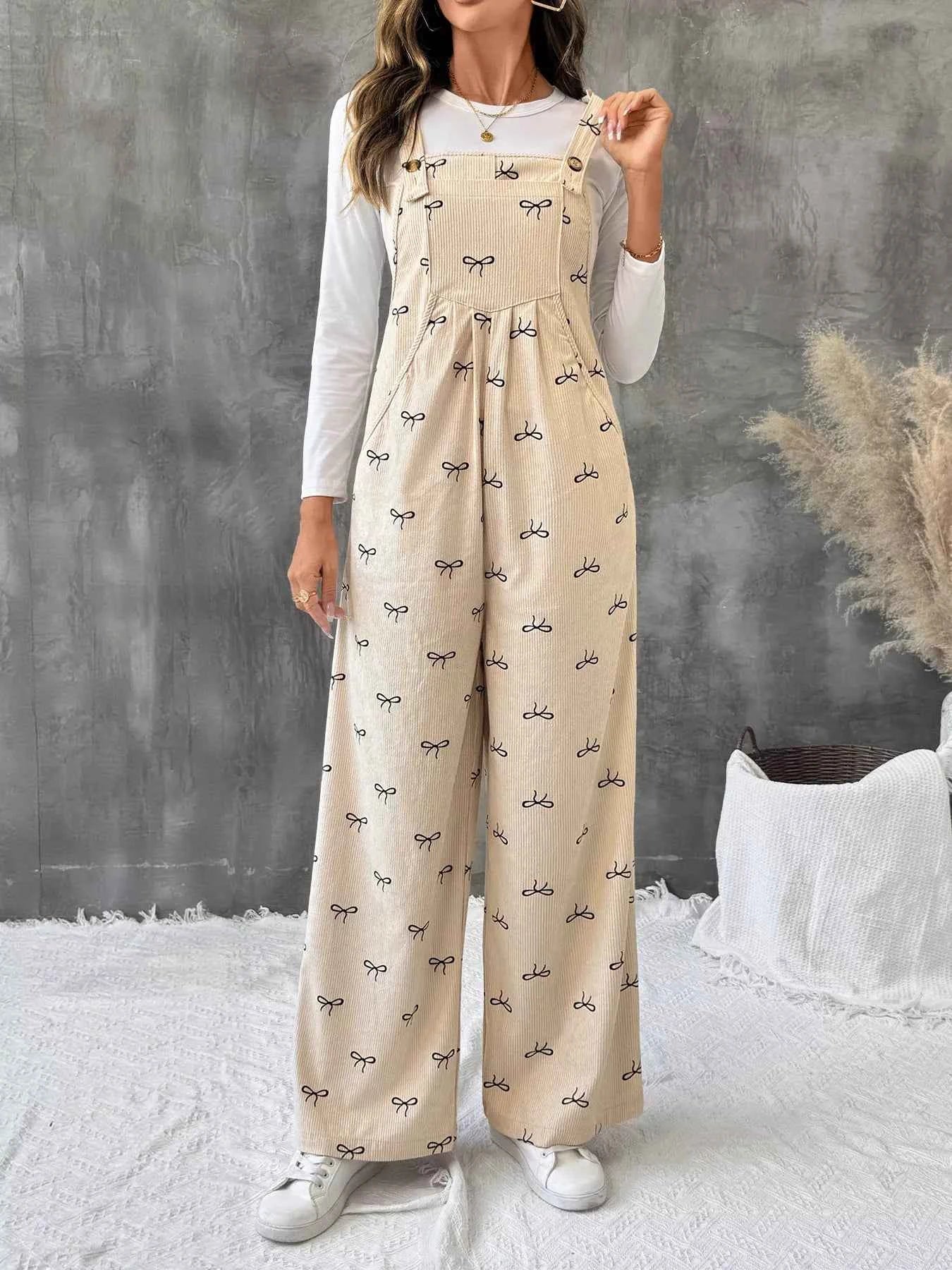 Bow Wide Leg Corduroy Overalls Apricot 33ee9a4699c94979a50d3f701bd64aef-Max-Origin