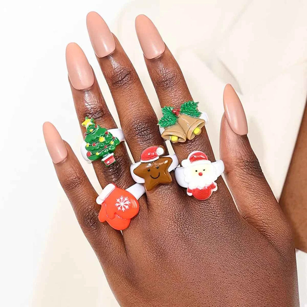 5 Piece Christmas-Themed Rings Color onesize 33f354c8-51b0-4475-91b5-67ebdbbd594b-Max-Origin