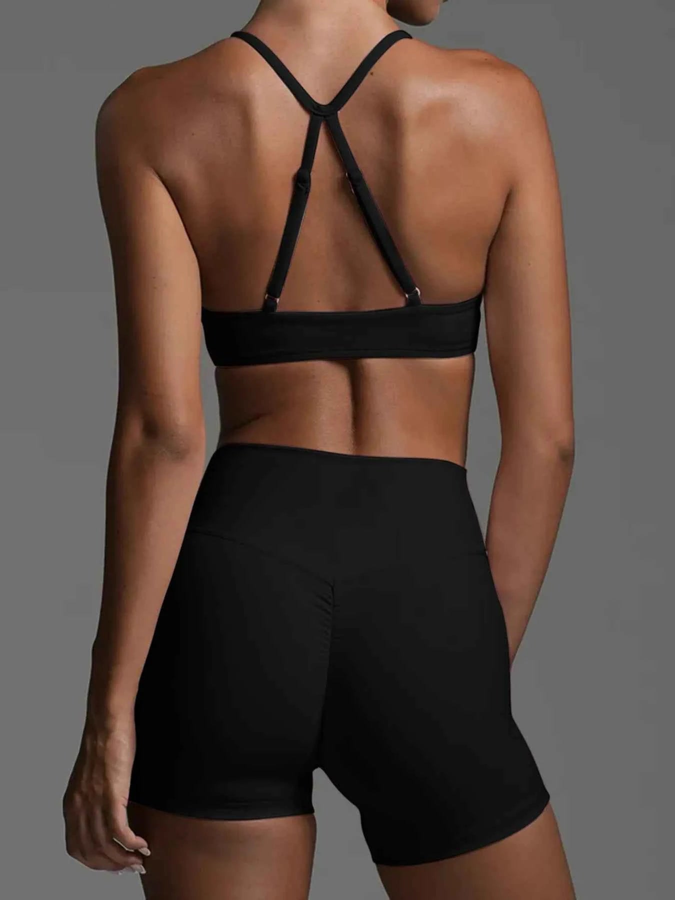 Ruched Sports Bra and High-Waisted Shorts Active Set 33f3ca1a8ff34960b229a00ceb4ba0da-Max-Origin