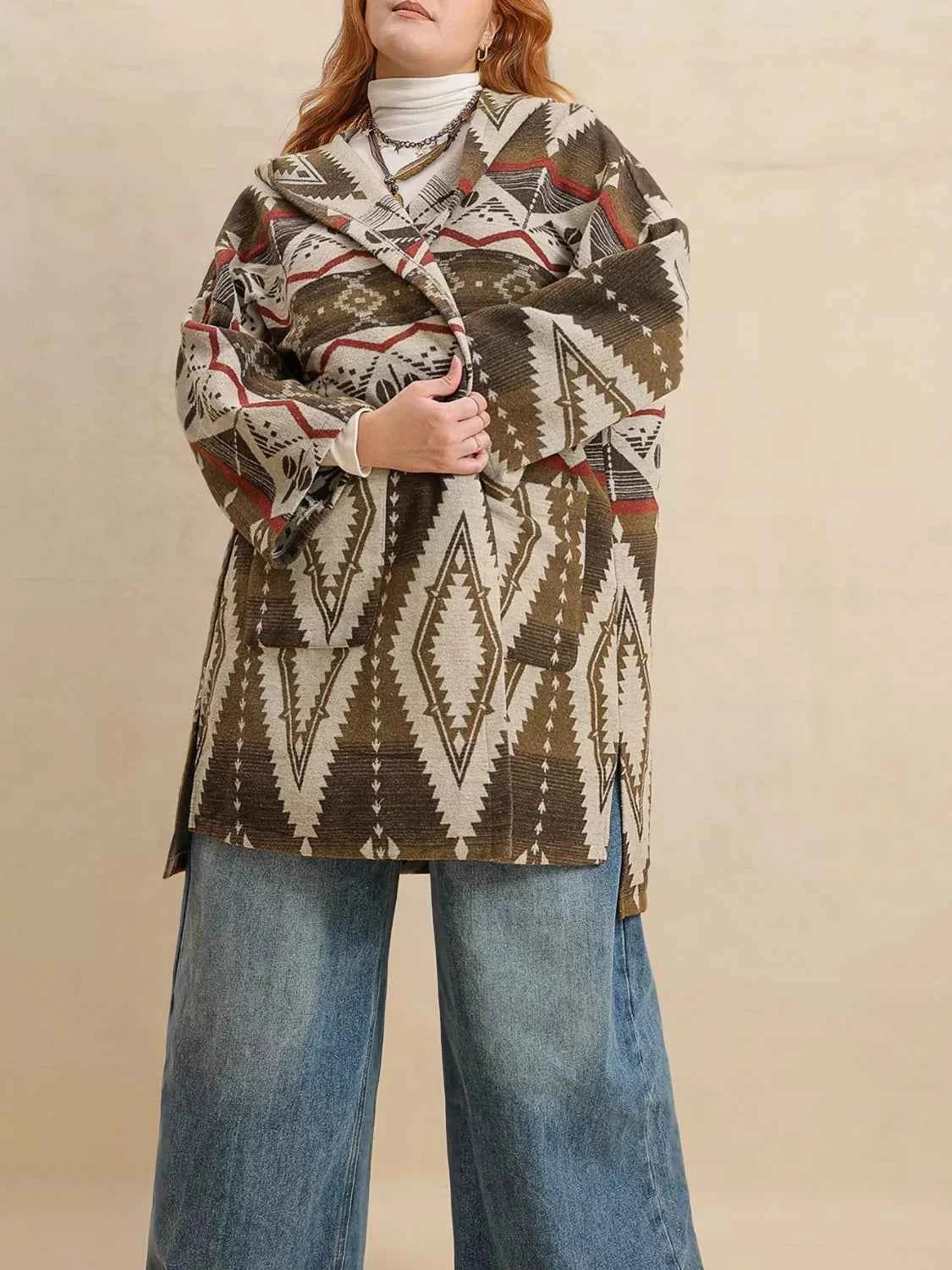 Plus Size Aztec Print Hooded Open Front Cardigan 340371ff-7bf0-487d-bf9e-435dfe46befd-Max-Origin