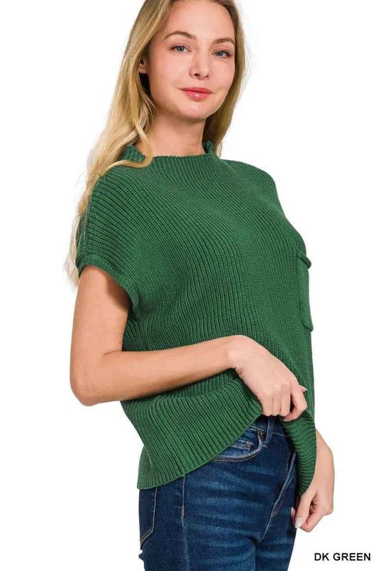 Zenana Mock Neck Short Sleeve Sweater 340a5810348d49e8b832cbf5c9875249-Max-Origin