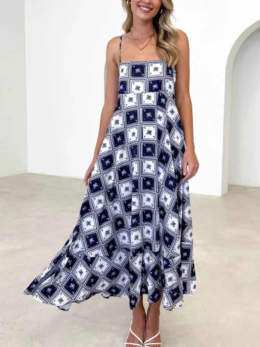 Printed Square Neck Cami Maxi Dress Black 3417df50-f947-49e6-9147-9e1e2e81f1fe-Max