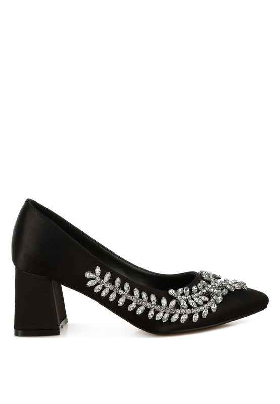 Abatina Satin Diamante Embellished Pumps 341f5241-35b0-40e1-b5a2-ffa945772078