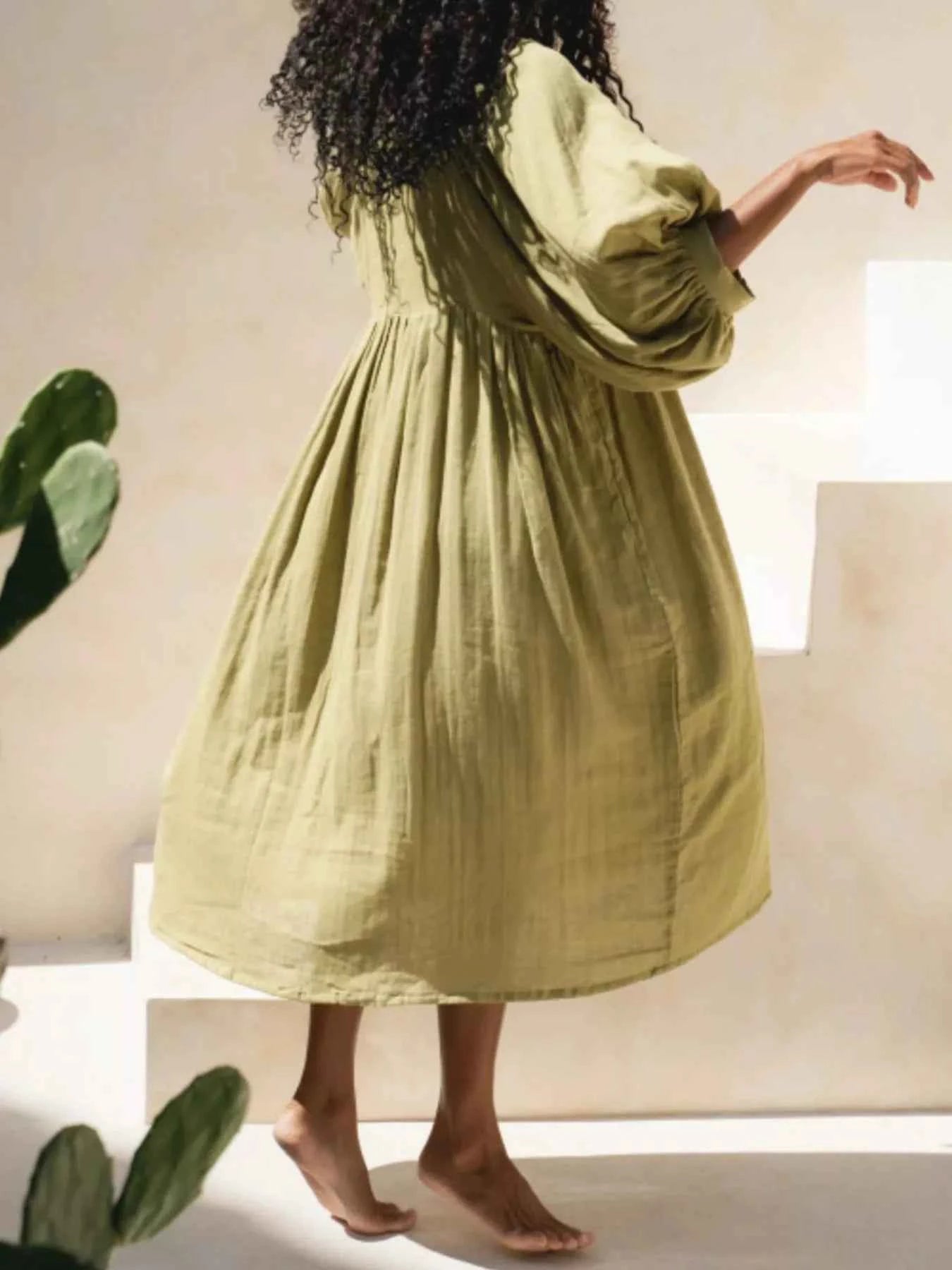 Tie Neck 3/4 Sleeve Midi Dress 34214052-2ab0-4209-aaea-e0375a8ab55a-Max-Origin