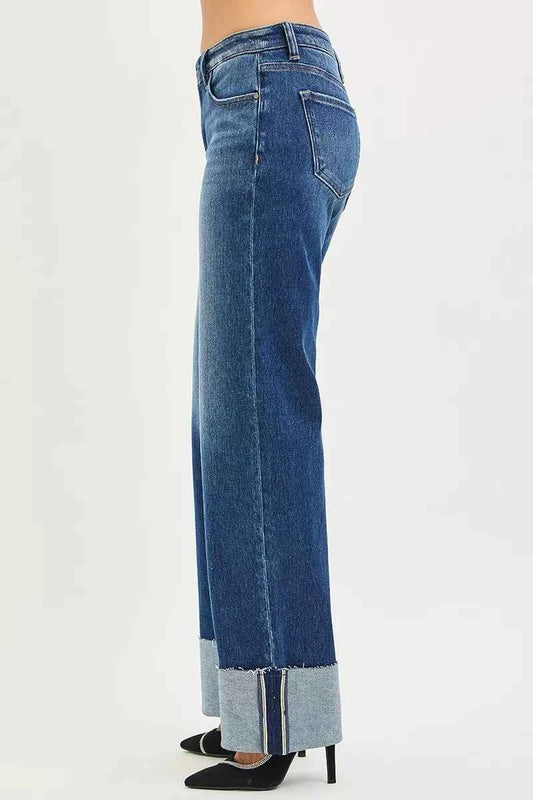 Mid Rise Wide Straight Jeans With Wide Cuff 34246e1e008746c997bf220346adb6fe-Max-Origin