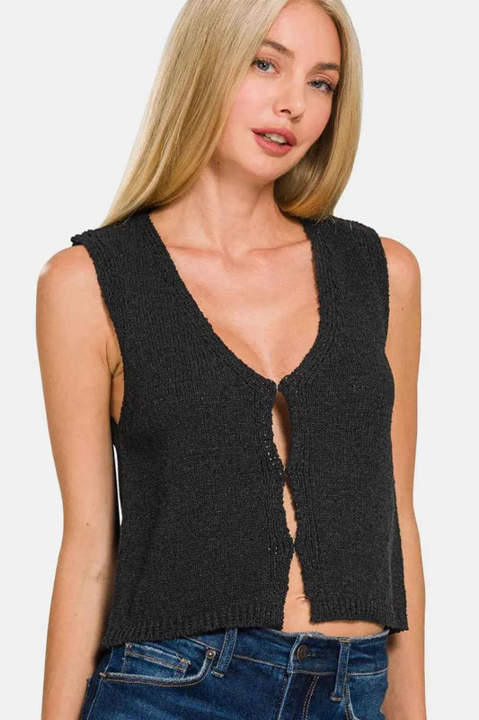 Hook and Eye Closure V-Neck Sweater Vest 342a7170-fb48-4569-ae87-1b1d27c4a9d4-Max