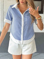 Striped Button-Down Short Sleeve Shirt 343c0c4a-4d56-4c78-8fc4-69895a624120-Max