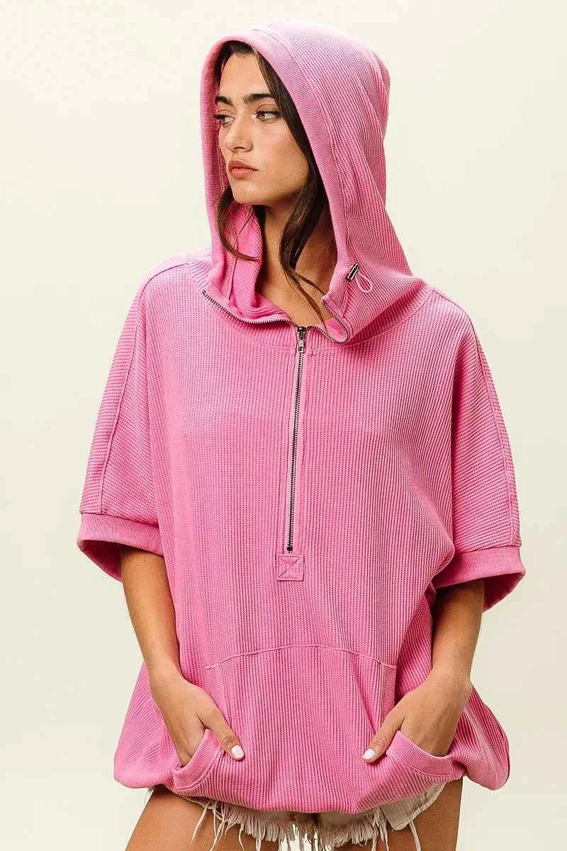BiBi Vintage Washed Waffle Thermal Hoodie 343c36d823d6445180395cc26937befe-Max-Origin