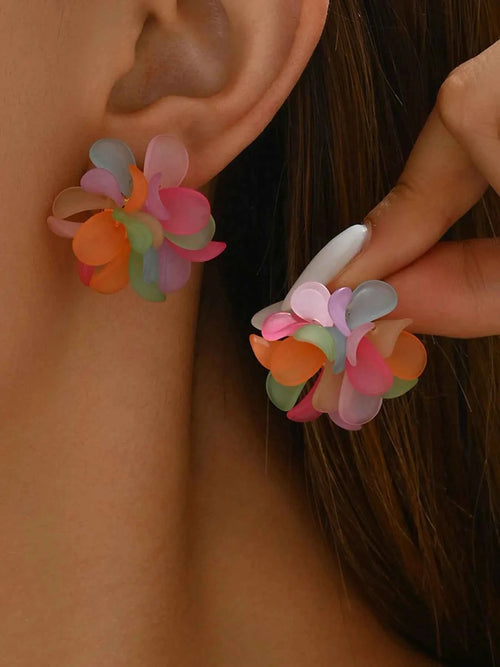 Acrylic Colorful Flower Stud Earrings Gold One Size 34415c8b-5f09-4873-bd6a-1d676ccf8b1e-Max-Origin