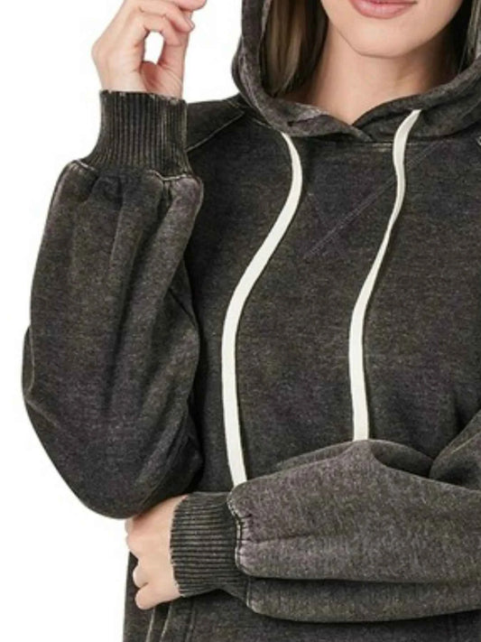 Acid Wash Fleece Hoodie with Drawstring 3444a1be-35f0-482c-8c69-908aab66da53-Max-Origin