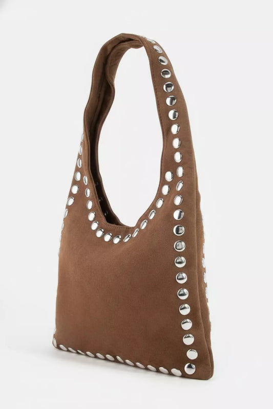 Fame Grommet Border Studded Suede Shoulder Bag 34472bae-5451-4fdd-b774-d6cde7744038-Max-Origin