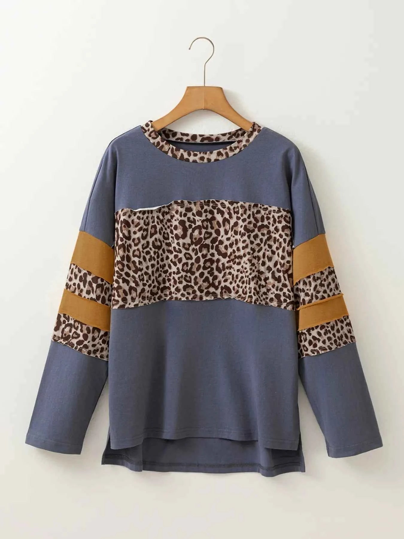 Leopard Color Block Long Sleeve Drop Shoulder Top 344bd8f7d9764412aa8e83b3699e67ff-Max-Origin